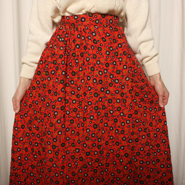 Vintage 60's Softest Quilted Cotton Maxi Wrap Skirt