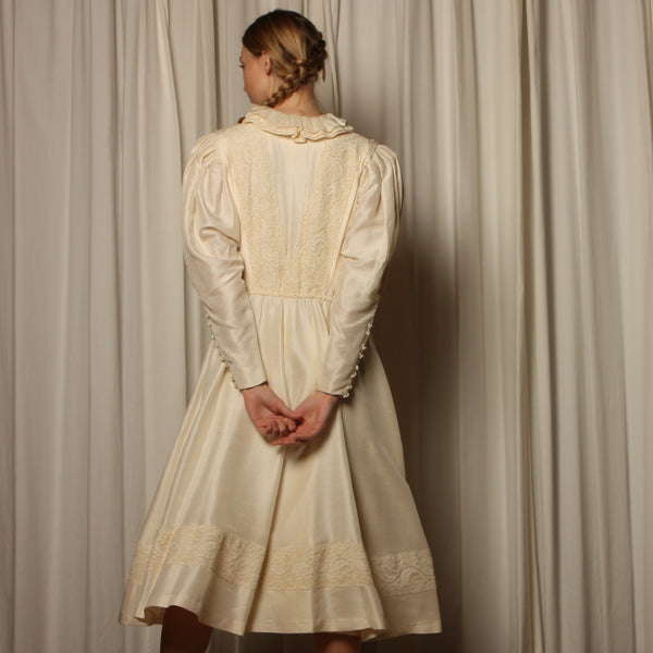 Vintage 80's Prue Acton Australian Cream Silk Wedding Dress