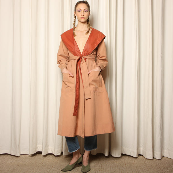 Vintage 70's Reversible Terracotta + Putty Cotton Trench