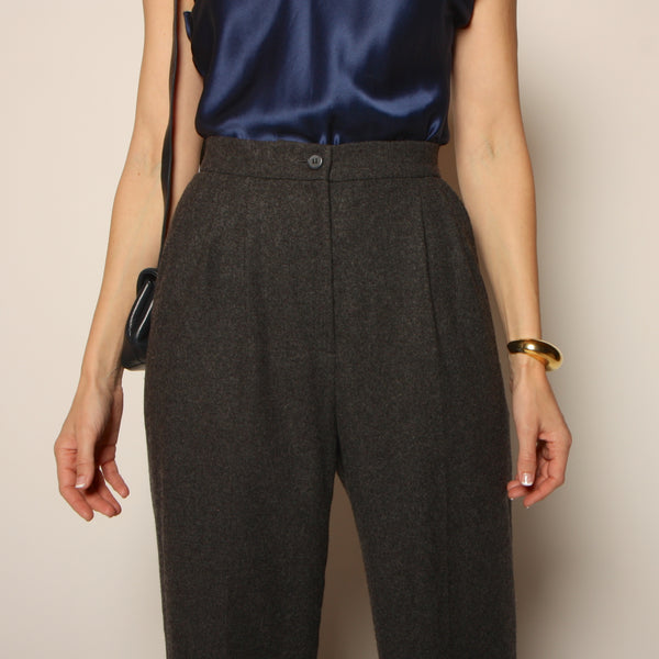 Vintage 80's Givenchy France Gray Wool Tailored Trousers