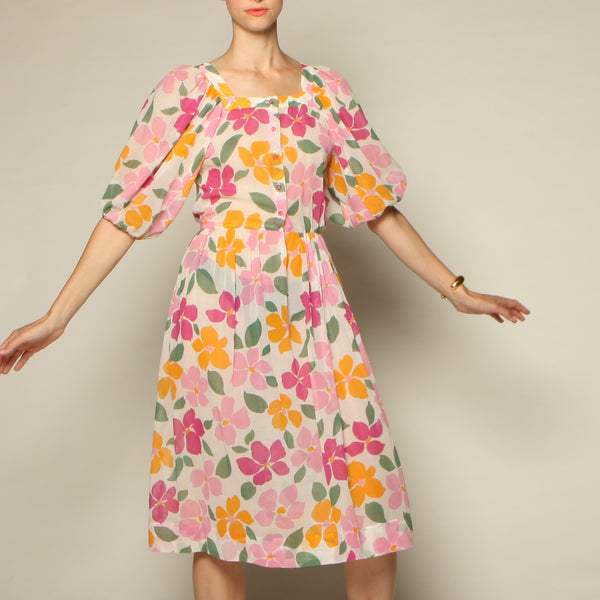 Vintage 70's Nipon Boutique Cotton Voile Dress