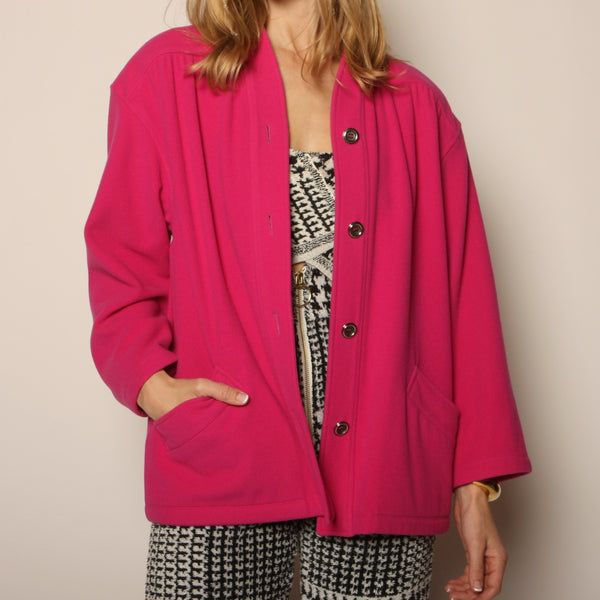 Vintage 80's Ungaro Parallele Rose Pink Wool Coat