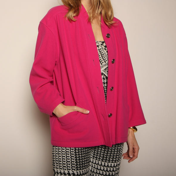 Vintage 80's Ungaro Parallele Rose Pink Wool Coat