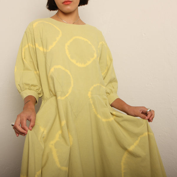 Vintage 80's Honeydew Cotton Circles Dress