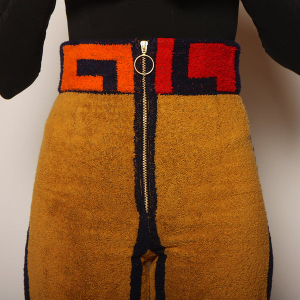 70's Graphic Greek Key High Waist Towel Pants