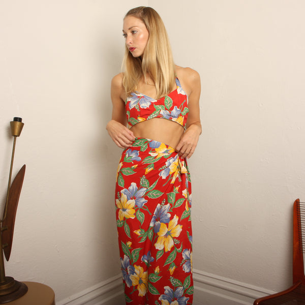 Vintage 30's/40's Hawaiian Rayon Sarong Ensemble