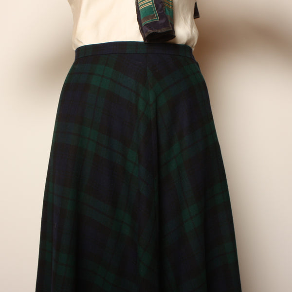 Vintage 80's Adrienne Vittadini Bias Cut Tartan Plaid Skirt
