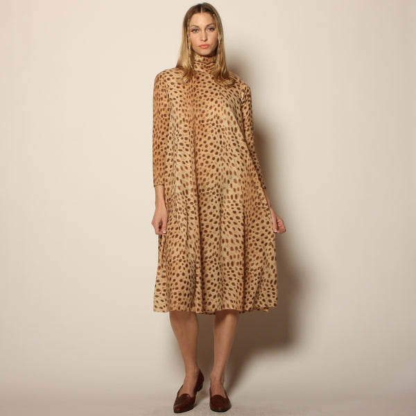 Vintage 70's Jeannene Booher Leopard Knit Swing Dress