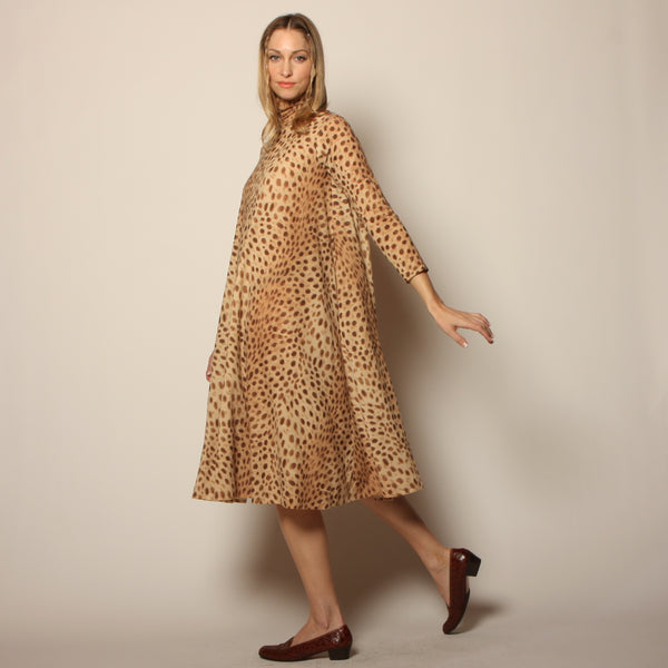 Vintage 70's Jeannene Booher Leopard Knit Swing Dress