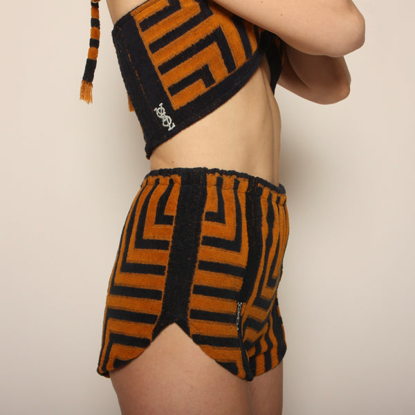 70's YSL Fieldcrest Graphic Towel Halter + Shorts Set -S/M