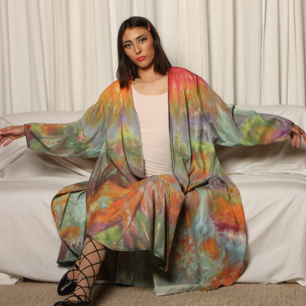 Vintage 80's Hand Dyed Wool Trapeze Duster