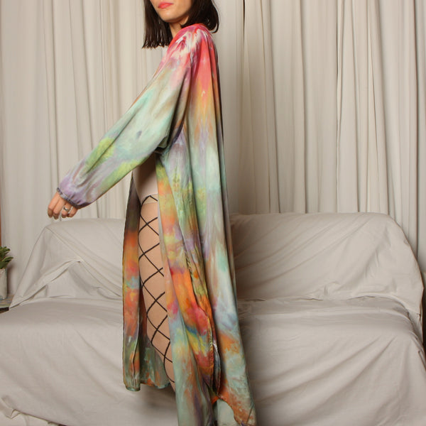 Vintage 80's Hand Dyed Wool Trapeze Duster