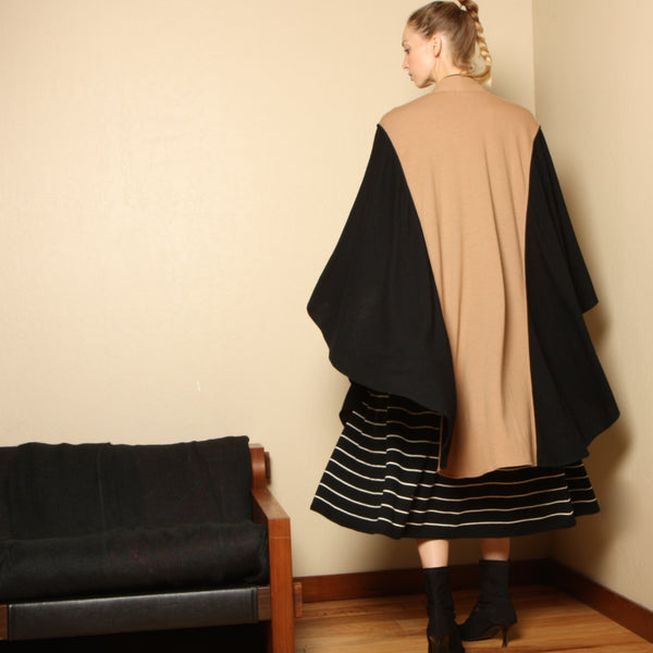 Vintage 80's Two-Tone Wool Kimono Cape